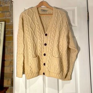 Irish Fisherman Wool Sweater (Aran Sweater) Size M